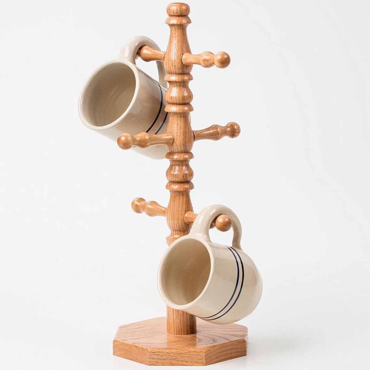 Lehman's Coffe Mug Tree, Amish Made Wooden Coffee or Tea Cup Holder, 15.75 inches